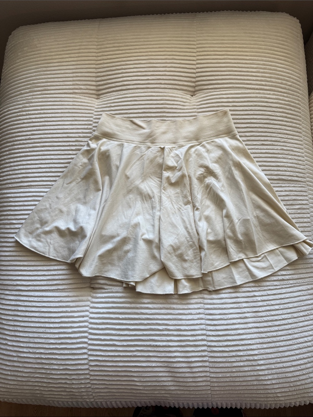 Cream Flared Skort with Wide Waistband